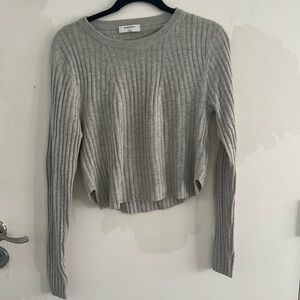Babaton grey ribbed cropped sweater